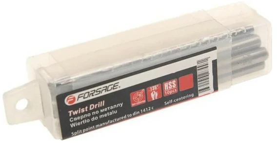 Grąžtas Forsage Pašaro gręžtuvas DRILL SET 1mm 10 vnt. METALO GRĄŽIAI plastikiniame dėkle