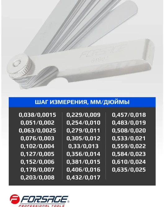 Forsage Pašaro lapų matuoklis 0,04–1,00 mm (26 dydžio)