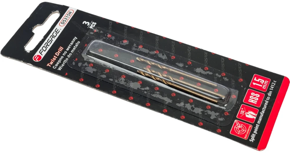 Grąžtas Forsage Sėjamosios 1,5 mm grąžtų rinkinys 3 vnt. metaliniai grąžtai