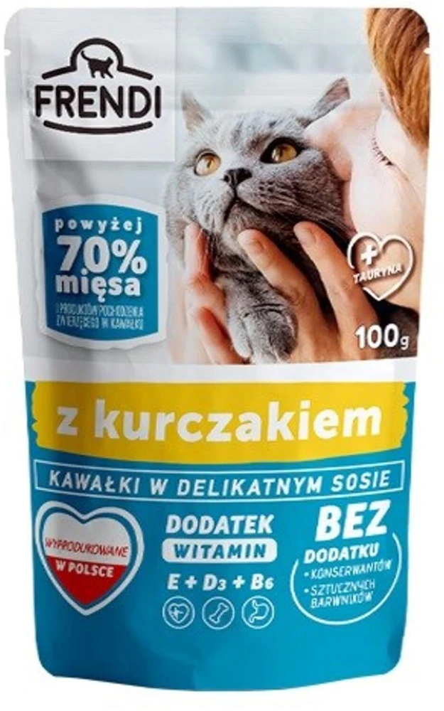 FRENDI Gabaliukai padaže su vištiena - šlapias kačių maistas - 100g