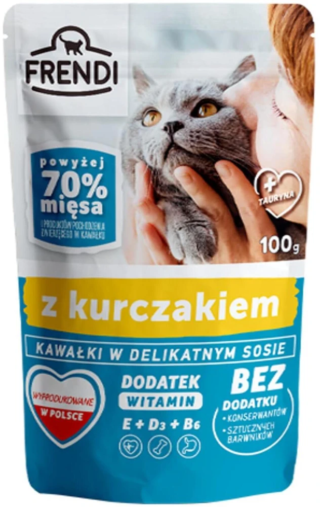 FRENDI Gabaliukai padaže su vištiena - šlapias kačių maistas - 100g