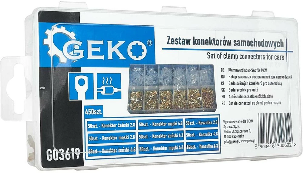 Geko Automobilinių jungčių rinkinys su dangteliais 450 vnt. (20)
