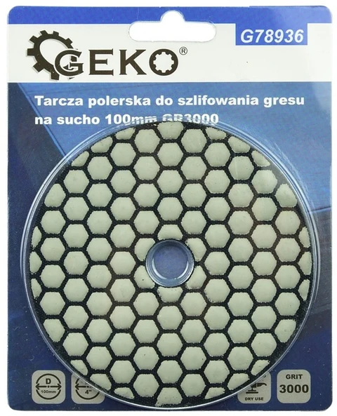 Geko Poliravimo diskas sausam akmens masės šlifavimui 100 mm GR3000 (25/250))
