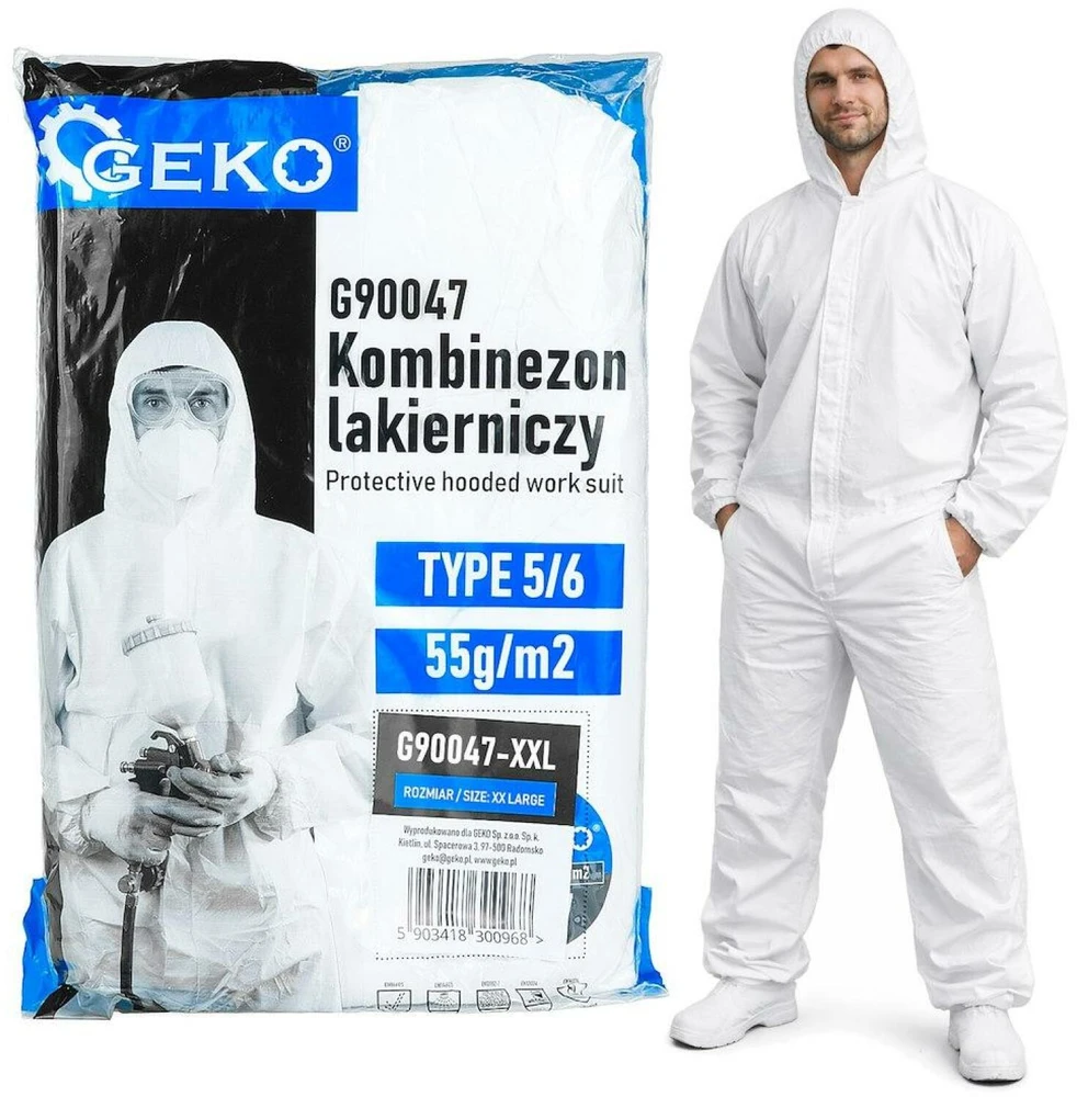 Geko Dažytojo kombinezonas su gobtuvu 55 g/m², 5/6 tipas – XXL dydis (50)