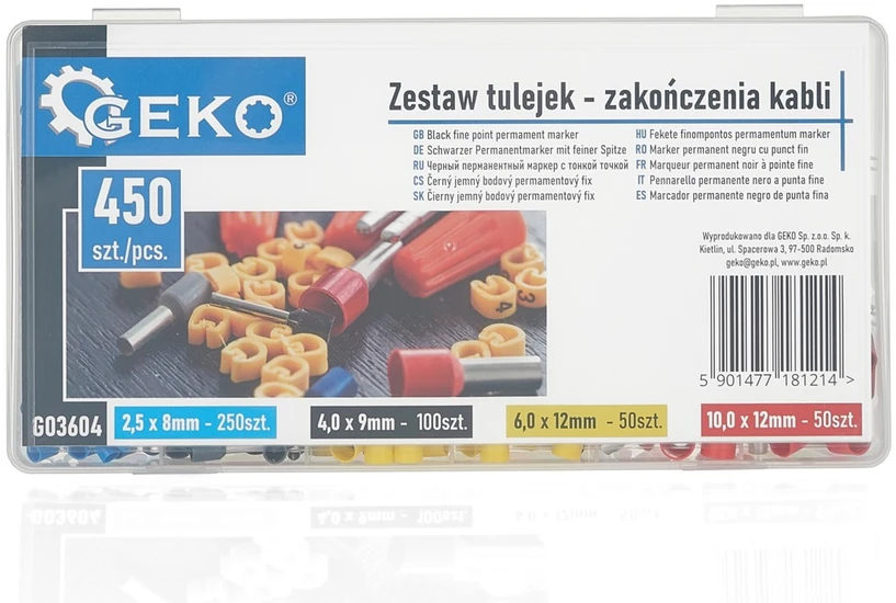 Geko Antgalių rinkinys - kabelių galai 450 vnt. (100)