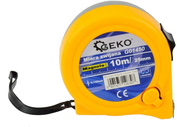 Geko Matavimo juosta 10mx25mm su magnetu (6/60)