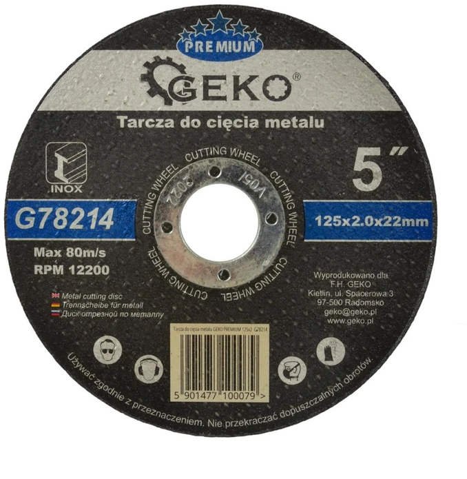Geko GEKO PREMIUM metalo pjovimo diskas 125x2 Inox (10/50/200)