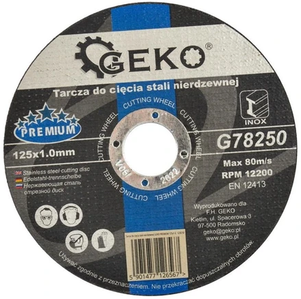 Geko tarcza do cięcia stali nierdzewnej PREMIUM 125x1.0 (G78250)