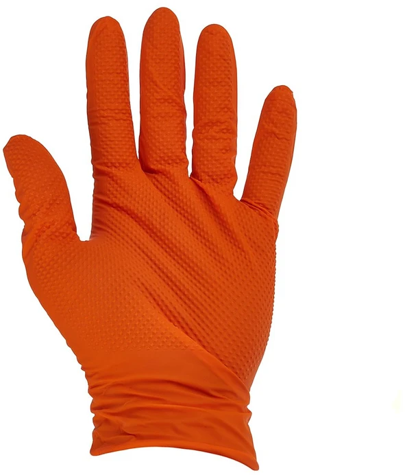 Geko Nitrilinės pirštinės SOLID GRIP 50 vnt. dydis S oranžinės (10)
