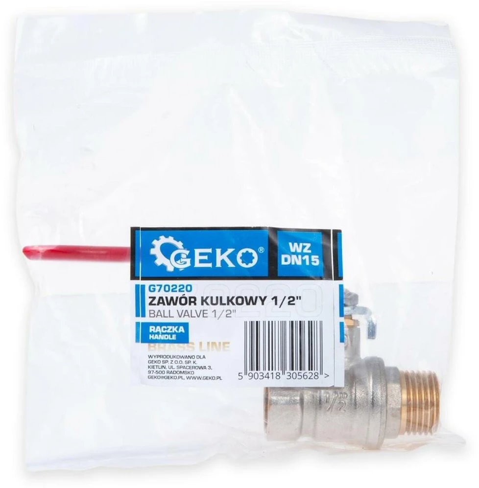 Geko Rutulinis vožtuvas 1/2'' WZ DN15 su sandarikliu ir rankena G70220