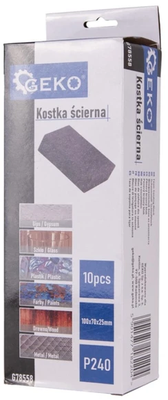 Geko Šlifavimo kaladėlė 70x100x25mm P240 (10/250)
