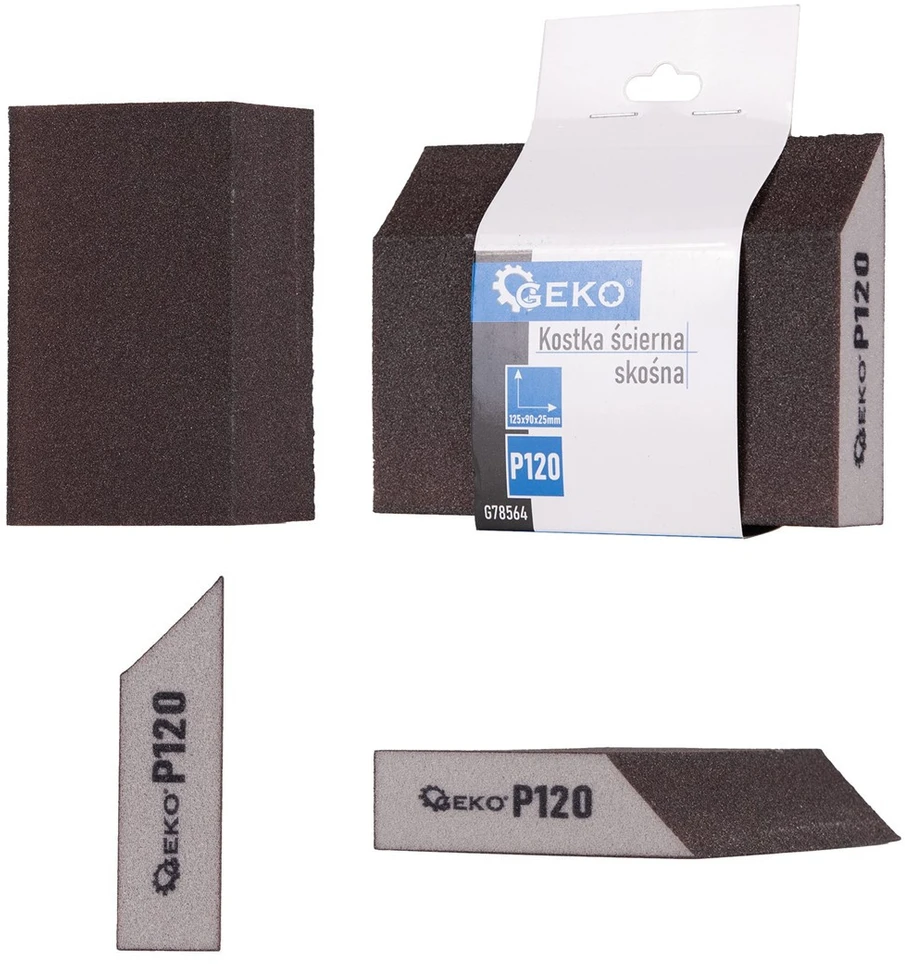 Geko Šlifavimo kaladėlė įstriža 125x90x25mm P120 (250)