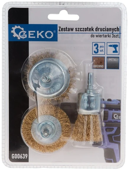Geko gręžtuvo vielinių šepečių rinkinys, 3 vnt. (60)