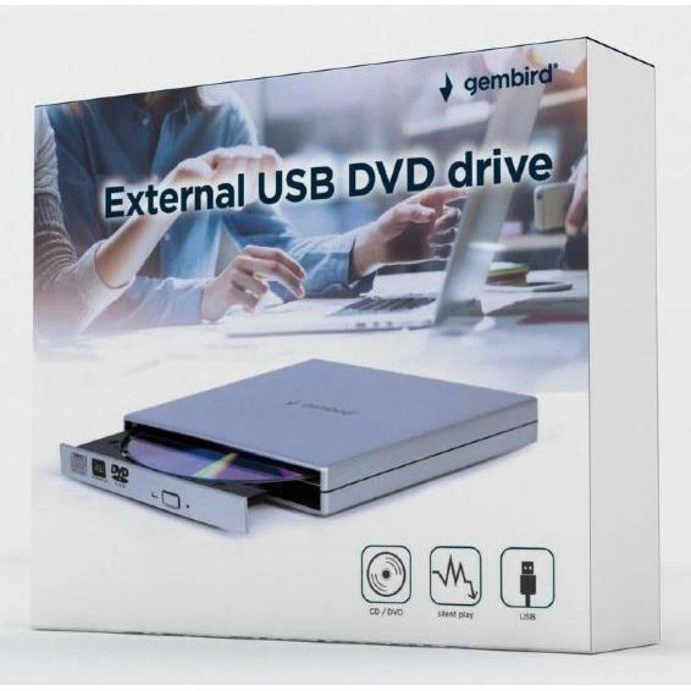 Kietasis diskas GEMBIRD EXTERNAL DVD DRIVE USB 2.0 Sidabrinis