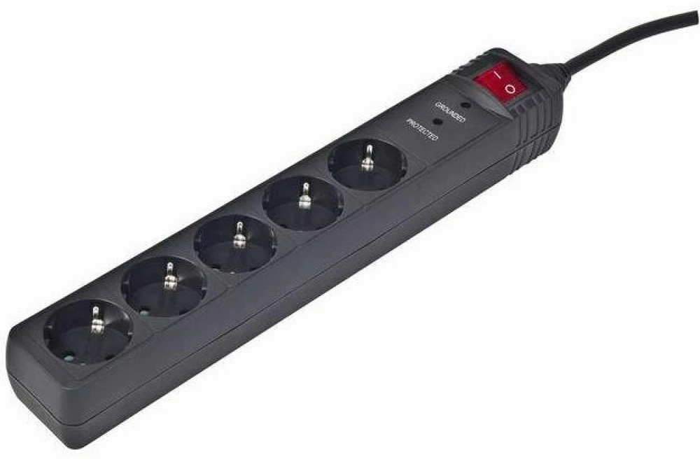 Gembird EnerGenie | Įtampos apsaugos filtras SPG5-C-5/ 1,5 m/ 5 lizdai/ Juoda