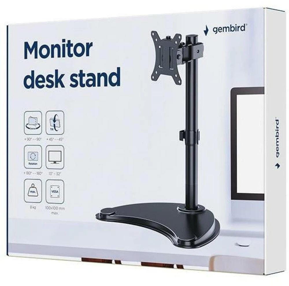 Laikiklis Gembird MS-D1ST-04 Monitorius desk stand (rotate, tilt, swivel), 13”-32”, juodas