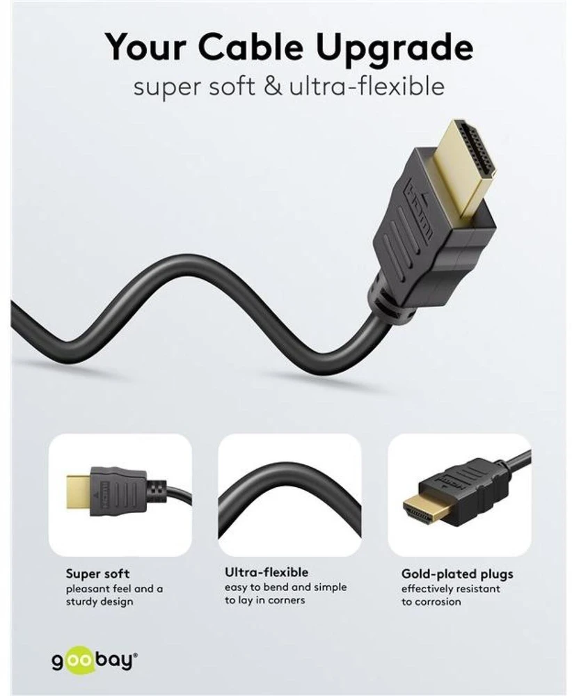 Goobay 80103 Soft HDMI High-Speed kabelis su Ethernet | Soft | 2 m