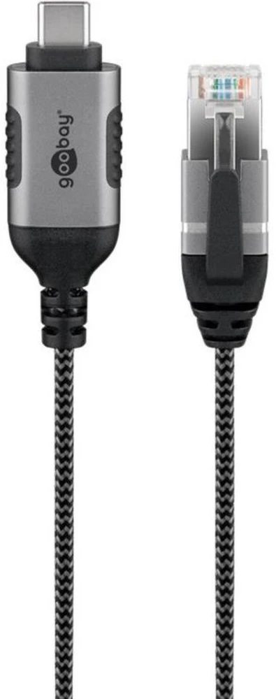 Goobay 74404, USB 3.1 A tipo, RJ45, 3 m, juodas, sidabrinis