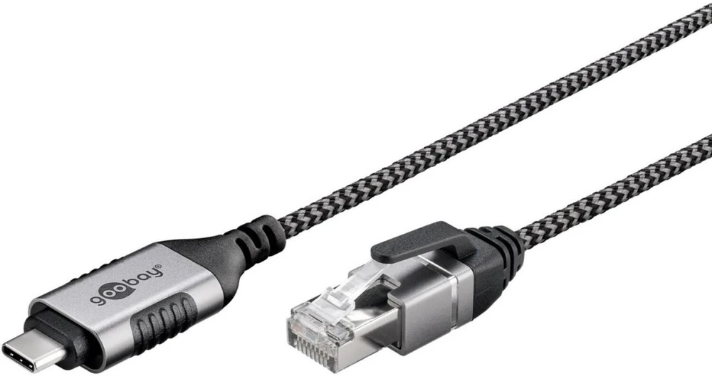 Goobay 74404, USB 3.1 A tipo, RJ45, 3 m, juodas, sidabrinis