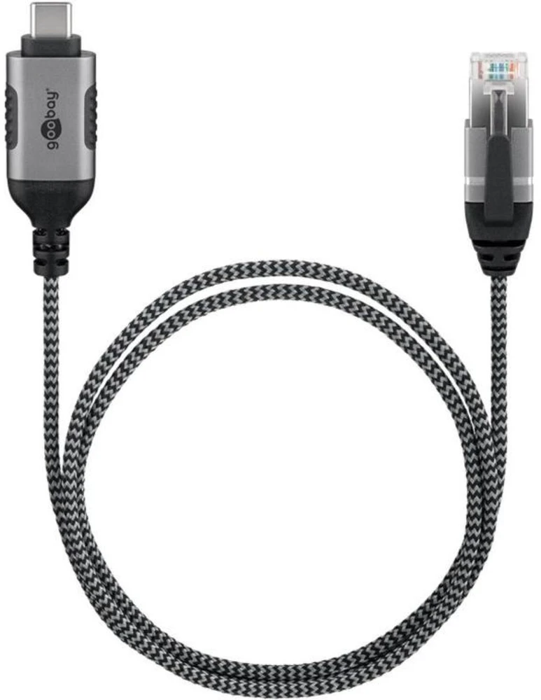 Goobay 74404, USB 3.1 A tipo, RJ45, 3 m, juodas, sidabrinis