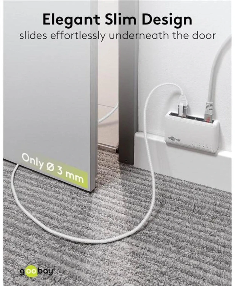 Goobay 74377, USB 3.0 A tipo, RJ45, 1 m, baltas