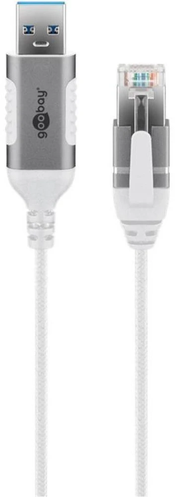 Goobay 74377, USB 3.0 A tipo, RJ45, 1 m, baltas