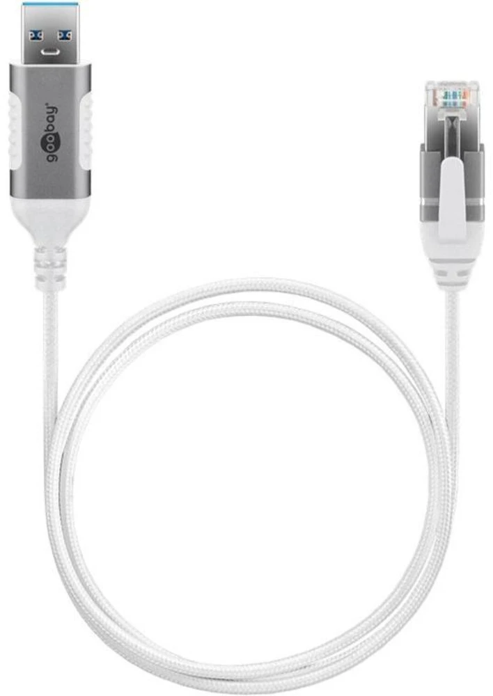 Goobay 74377, USB 3.0 A tipo, RJ45, 1 m, baltas