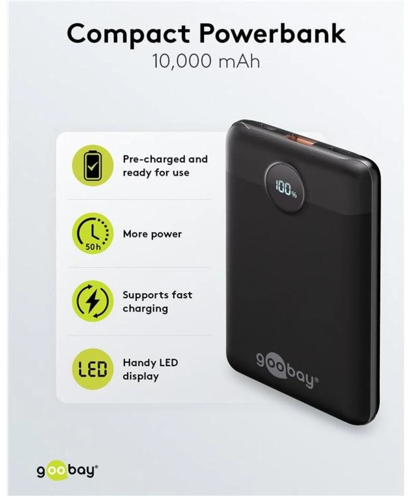 Powerbank Goobay Powerbank kompaktowy 10.000 mAh