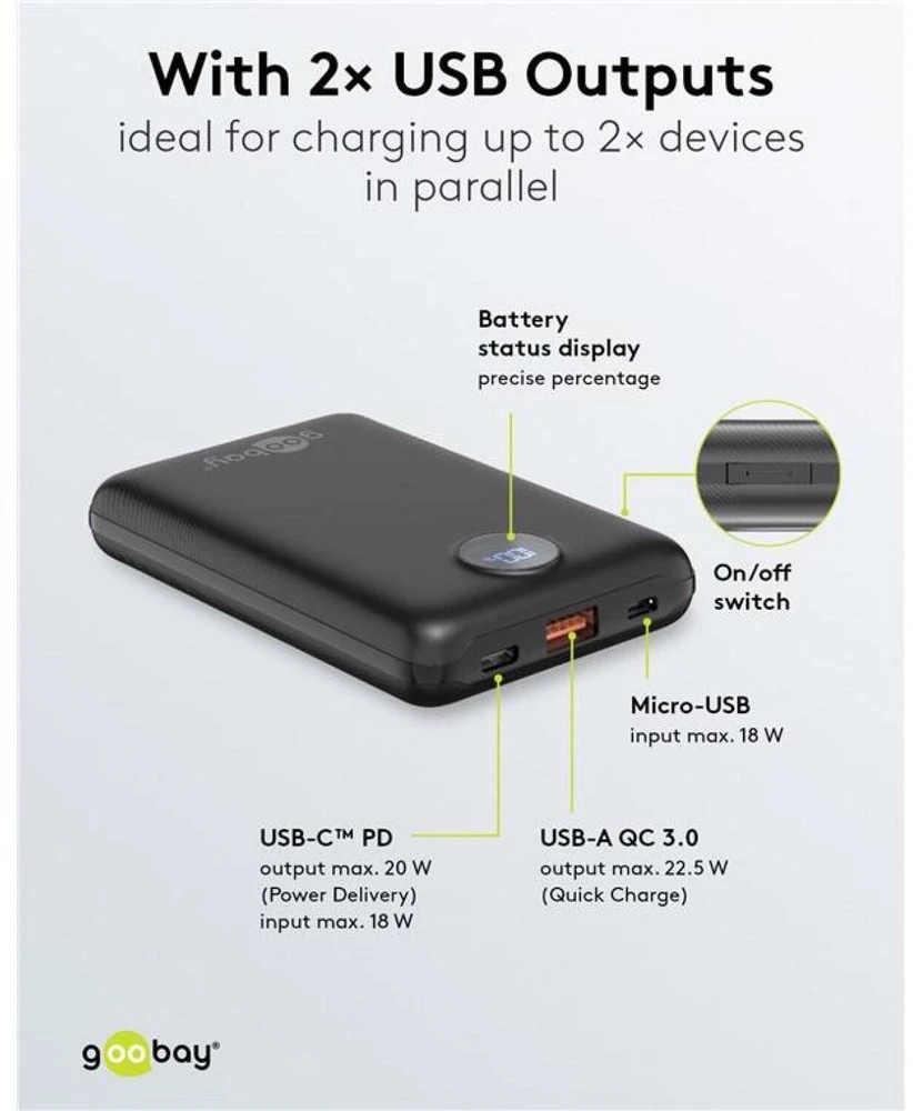 Powerbank Goobay Powerbank kompaktowy 10.000 mAh