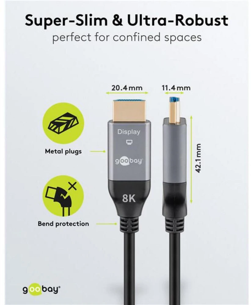 Goobay Optinis hibridinis itin didelės spartos HDMI™ kabelis su Ethernet (AOC)