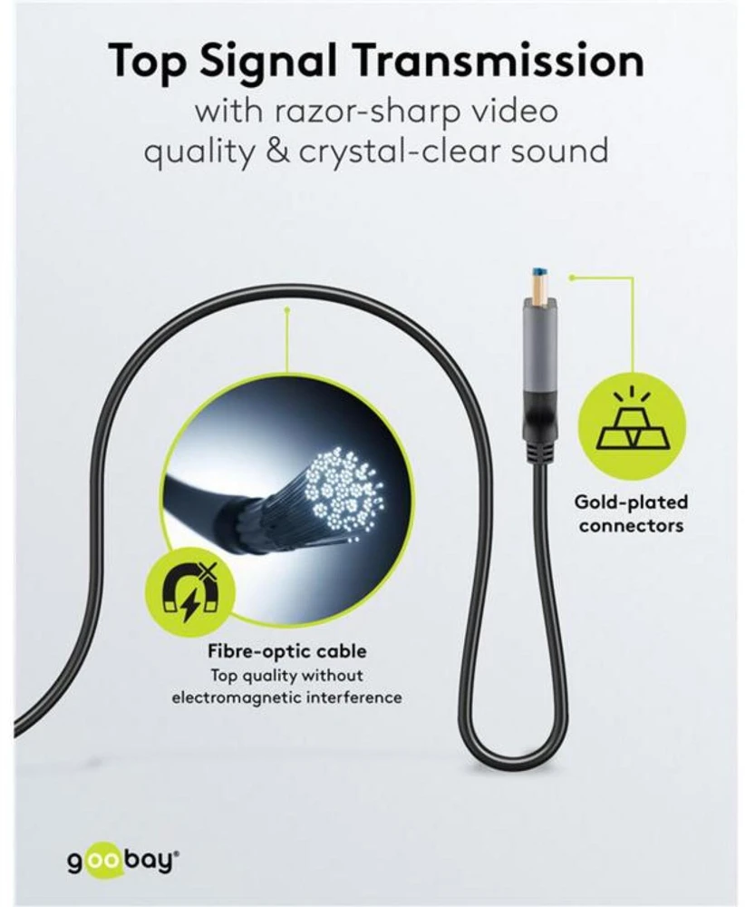 Goobay Optinis hibridinis itin didelės spartos HDMI™ kabelis su Ethernet (AOC)