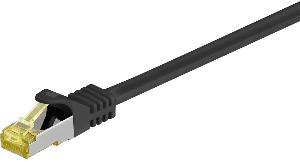 Goobay Wentronic goobay - Komutacinis kabelis - RJ-45 (M) iki RJ-45 (M) - 10,0m - SFTP, PiMF -Cat.7 Raw Kabelis - Be halogenų, Formuotas, be kablio - Juodas (91644)