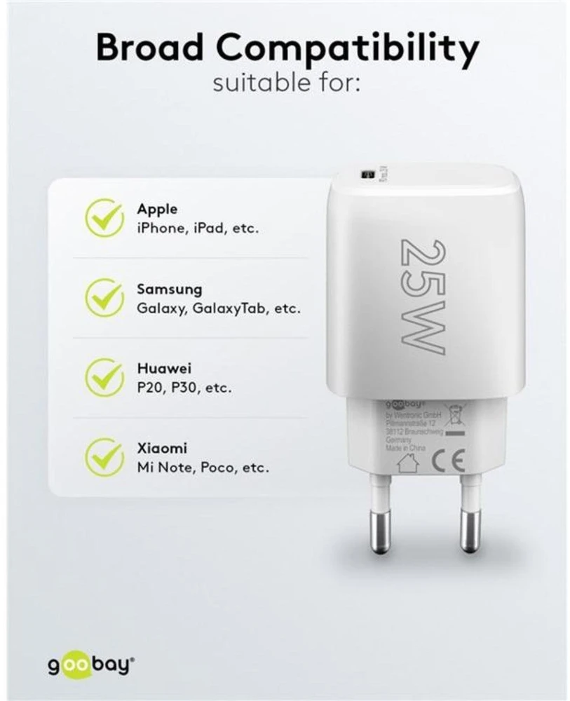 Įkroviklis Goobay 65368 USB-C PD GaN szybka 25 W