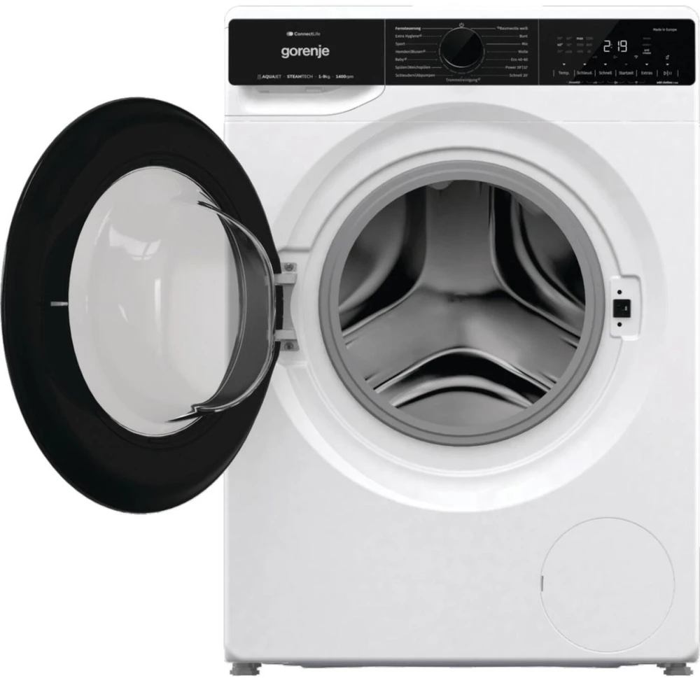 Gorenje skalbimo mašina WPNA94A1TS 744985, 9kg, 1400 aps/min, A, 60cm, WiFi, ConnectLife, balta/juoda