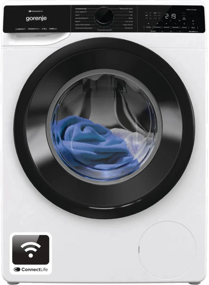 Gorenje skalbimo mašina WPNA94A1TS 744985, 9kg, 1400 aps/min, A, 60cm, WiFi, ConnectLife, balta/juoda