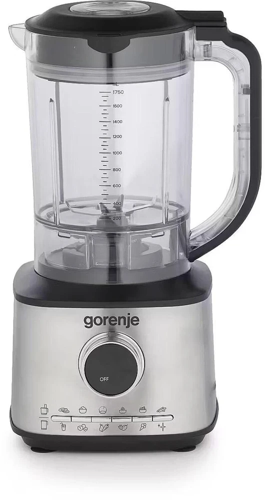 Gorenje Virtuvės kombainas SBR1500E 740226, 1500W, 2L, 1.75L, 10 greičių, LED, nerūdijantis plienas, pulso funkcija