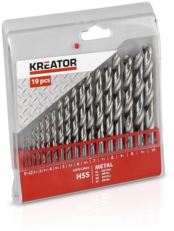 Grąžtas Kreator KRT012003 - 19 pcs HSS Metal Drill Bits 1-10 mm