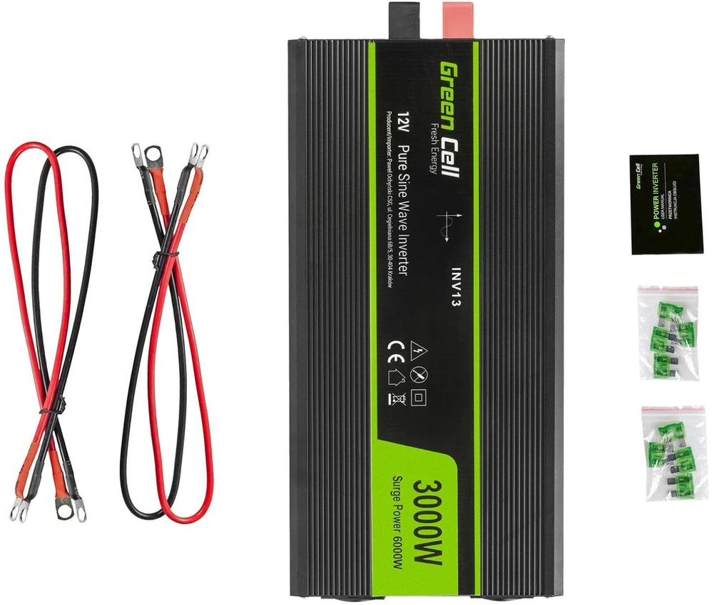 Green Cell Žalias Cell Inverteris 12V/230V 3000W/6000W Sinusinė išėjimo įtampa Žalias Cell