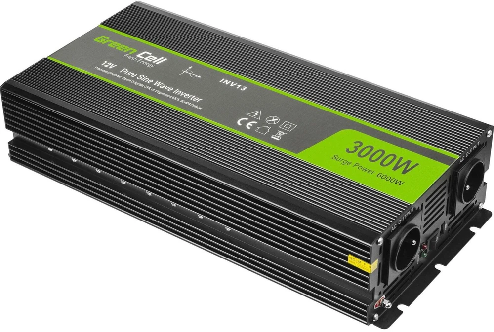 Green Cell Žalias Cell Inverteris 12V/230V 3000W/6000W Sinusinė išėjimo įtampa Žalias Cell