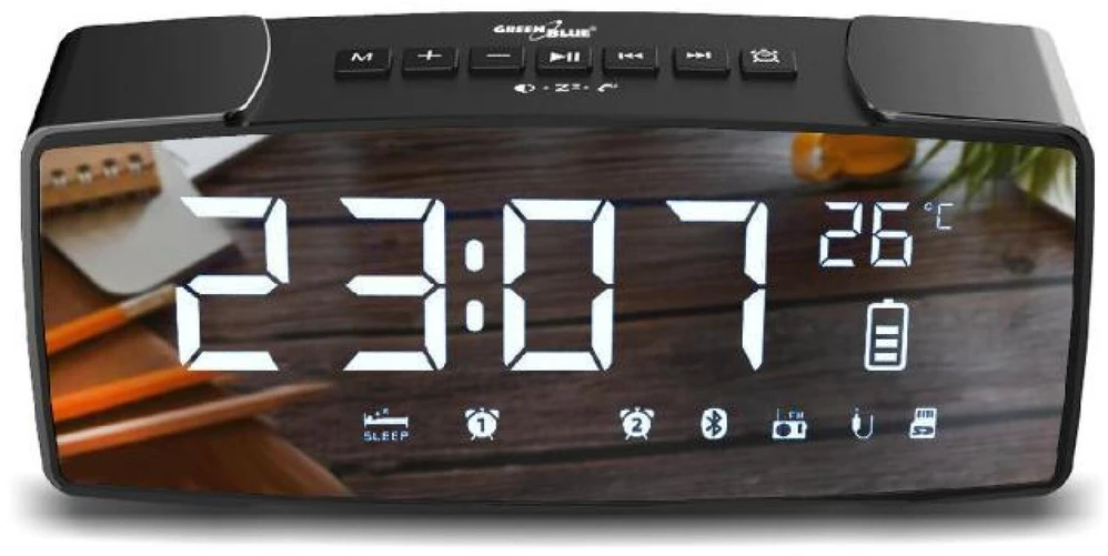 Greenblue 62917 Clock Digital Juodas, Pilkas