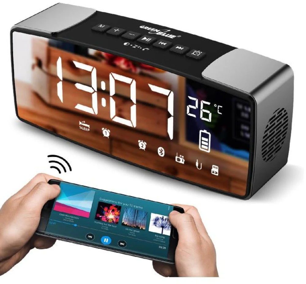 Greenblue 62917 Clock Digital Juodas, Pilkas