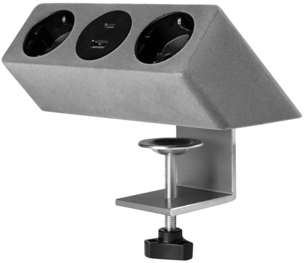 GTV Furniture socket SOFITO, 2xSHUKO, USB A+C, cable 1.5 m, pilka flock