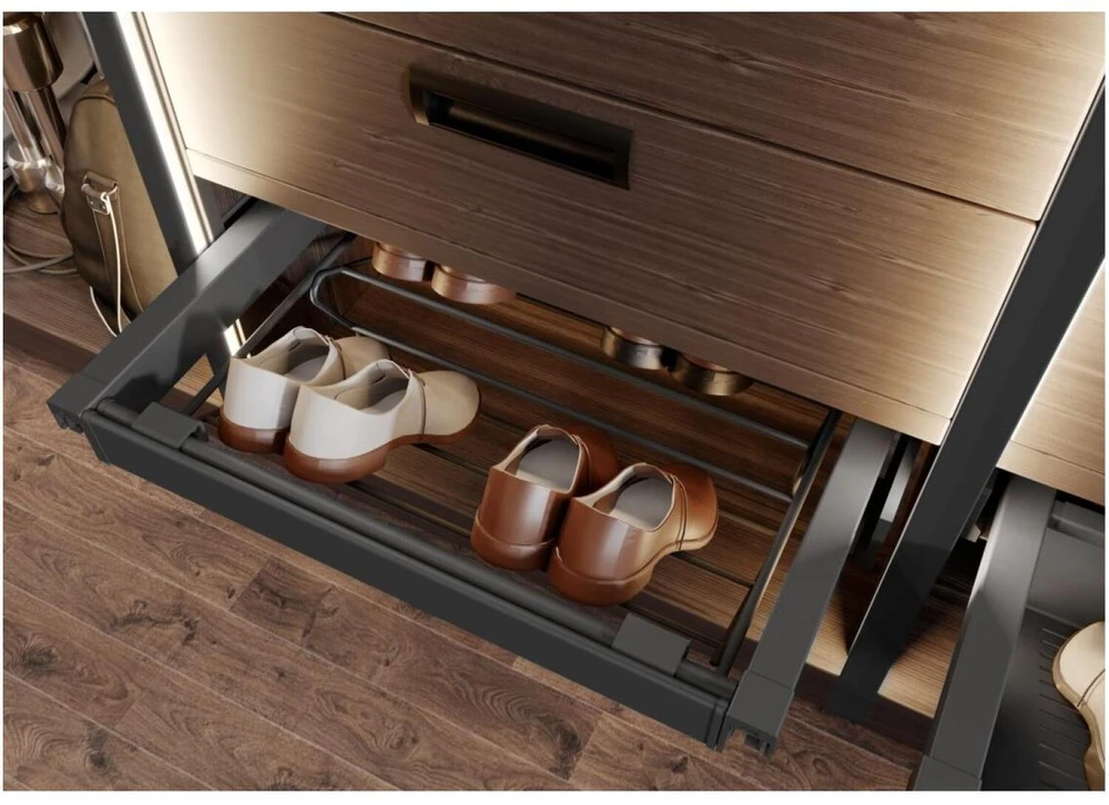 GTV Drawer Elite for shoes 700 mm with soft closing, pilka anthracite