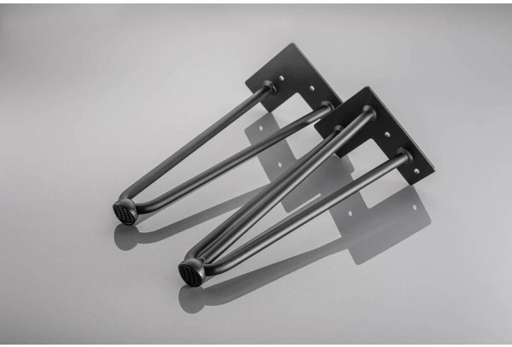 GTV Hairpin ARTO leg with foot, 3 rods, 12 x 711 mm, juodas
