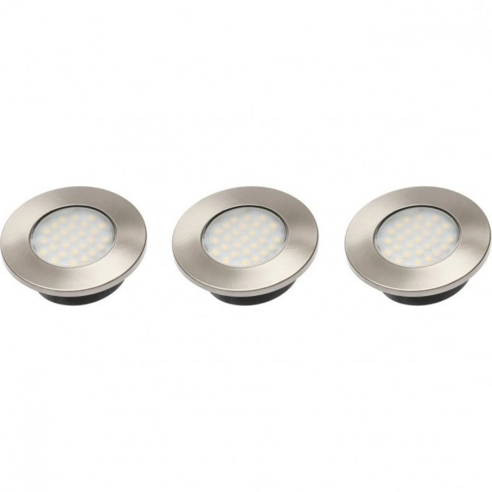 GTV "Barri PLUS LED" rinkinys, 3x įleidžiamas apvalus šviestuvas, 27 LED 3528SMD, šiltai balta