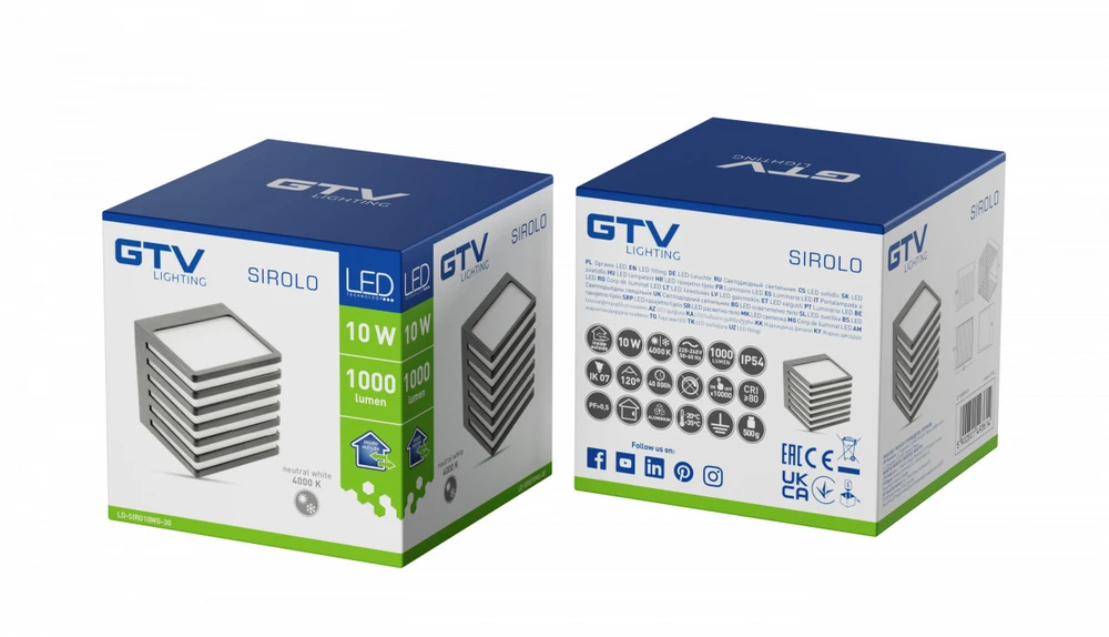 Lauko sieninis LED šviestuvas SIROLO, 10W, 1000lm, 4000K, IP54, Grafito Spalvos, GTV