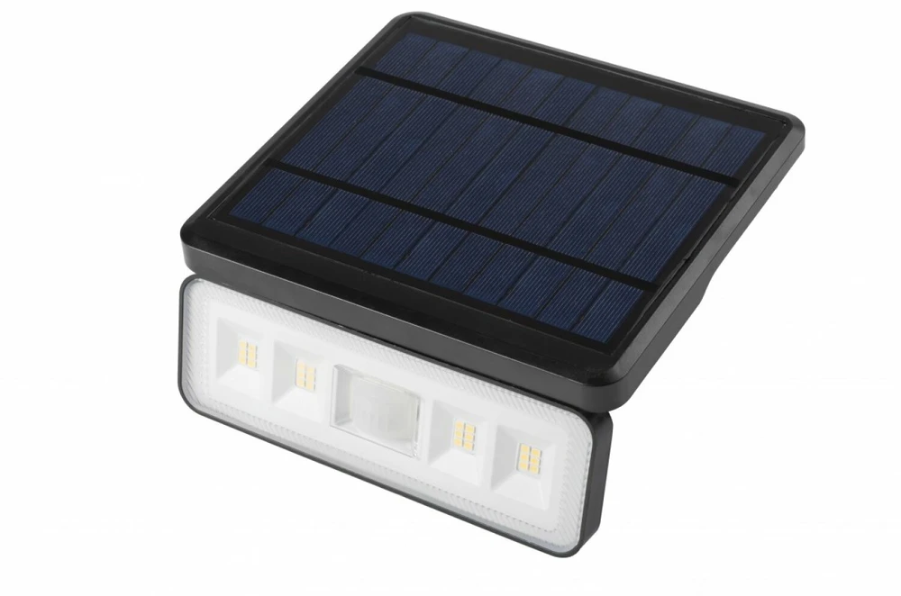 GTV Solar luminaire with motion and dusk sensor DAVOS, LED, 1000lm, 4000K, 2000mAh, IP54, blac