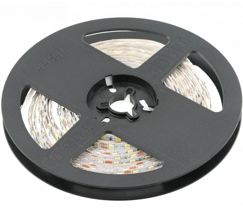GTV Blykstės 2835, 600 LED šiltai baltos spalvos, 60W, be gelio, 10 mm, ritinys 5 m, 12 V (2 k