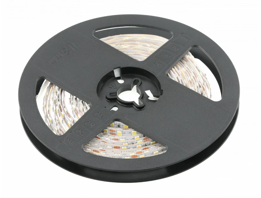 GTV Flash Strip 3014, 1200 LED šiltai balta, 53W, be gelio, 10 mm, ritinėlis 5 m, 12 V (2 kabe