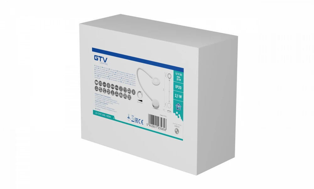 GTV "Chicago" USB reguliuojamo ryškumo LED lempa, (5V 1A+2,1A), 12 V, 16 LED, balta neutrali,